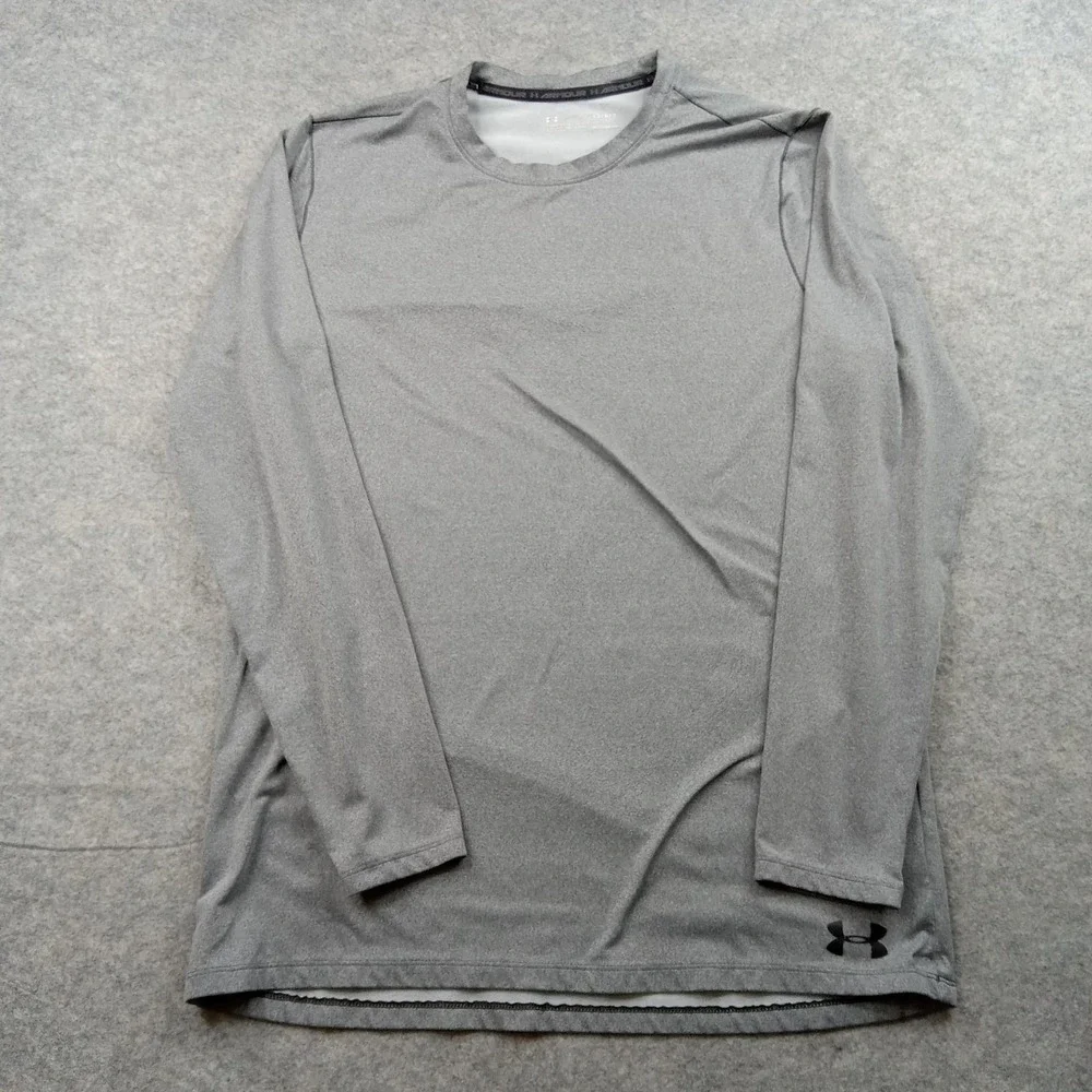 Under Armour Shirt Mens Large‎ Gray ColdGear Fitted Long Sleeve Athletic Top
